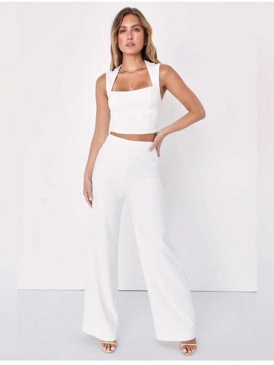 Lulus Pants - Lulu's White High-Waist Wide-Leg Trousers
